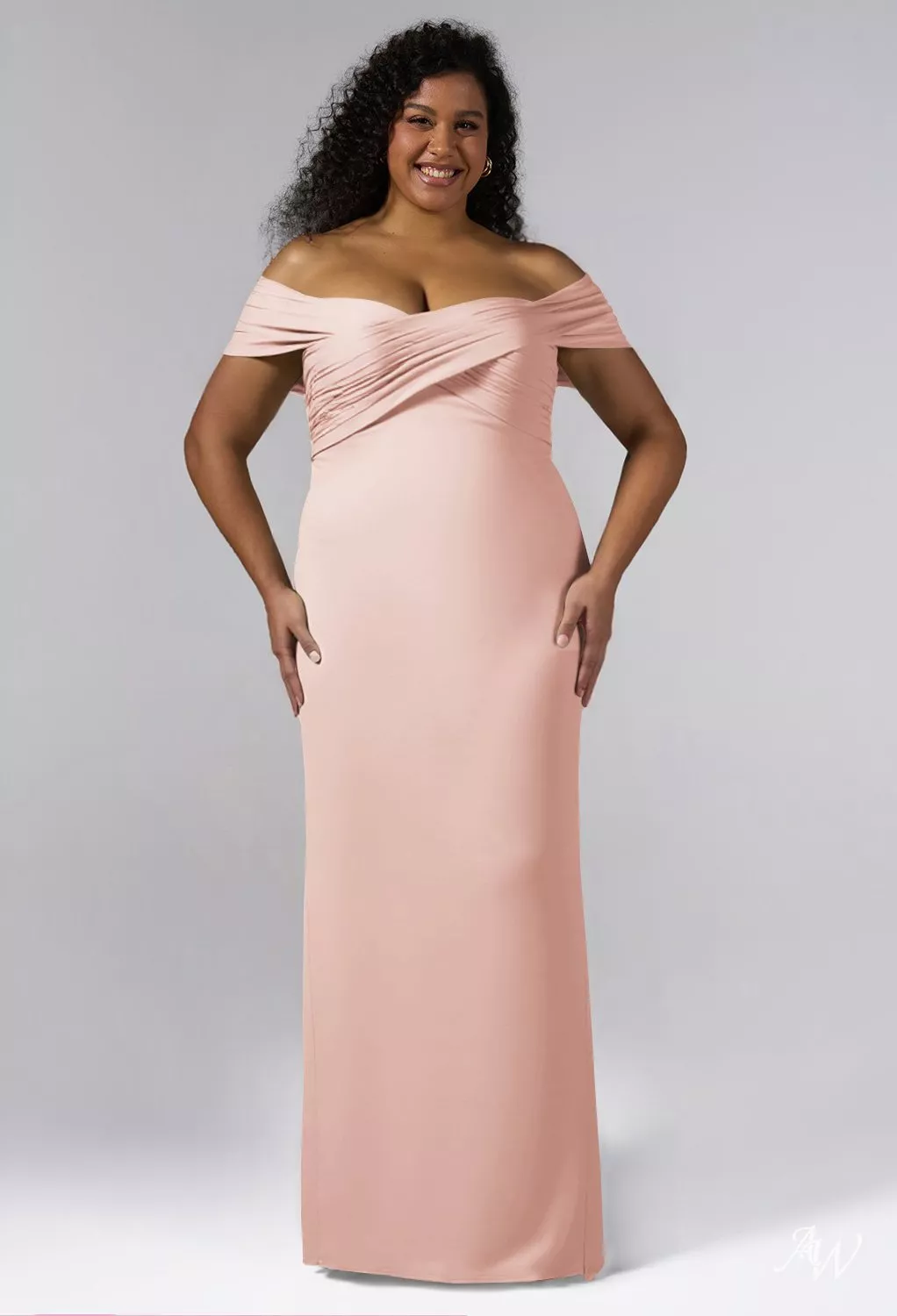 AW Meghan Satin Charmeuse Pearl Pink Bridesmaid Dresses | AW.Bridal